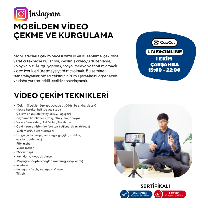 Instagram İçin Mobilden Video Çekme ve Kurgulama Eğitimi