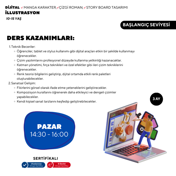 Dijital İllustrasyon  (10-15 yaş arası )-Başlangıç Seviyesi