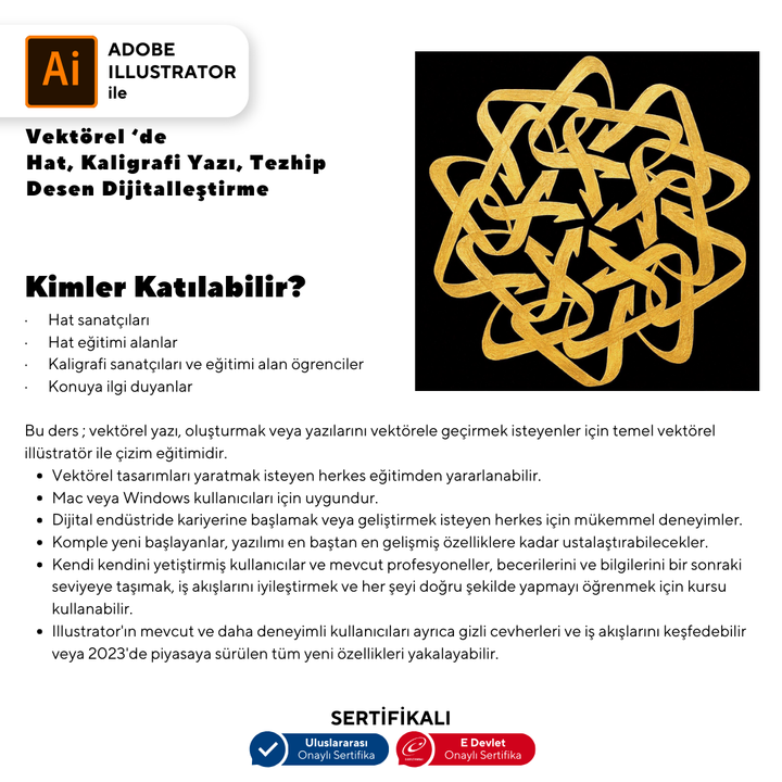 Vektorel'de Hat kaligrafi Yazı Tezhip Desen Dijitalleştirme  (Online)