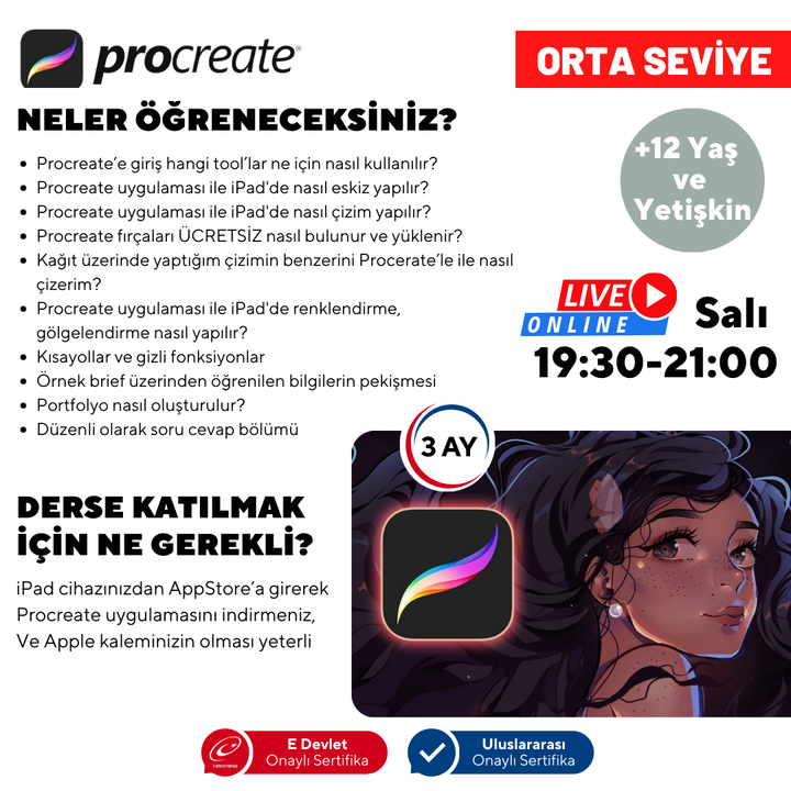 Procreate ile Dijital Sanat Öğreniyorum (+12 Yaş ve Yetişkin) (Orta Seviye)
