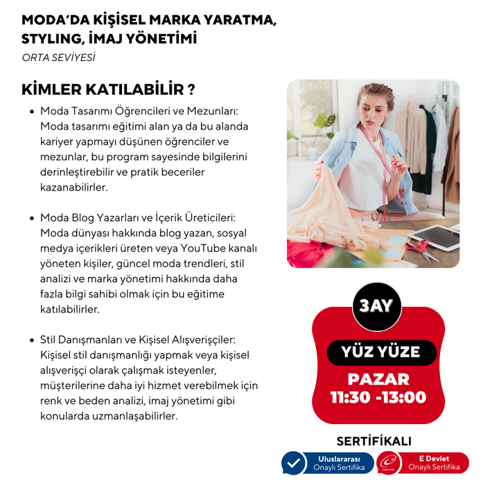 Moda'da Kişisel Marka Yaratma,Styling, İmaj Yönetimi -Orta Seviye