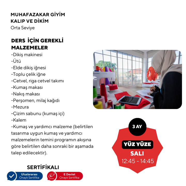 Muhafazakar Giyim , Kalıp ve Dikim  - Orta Seviye