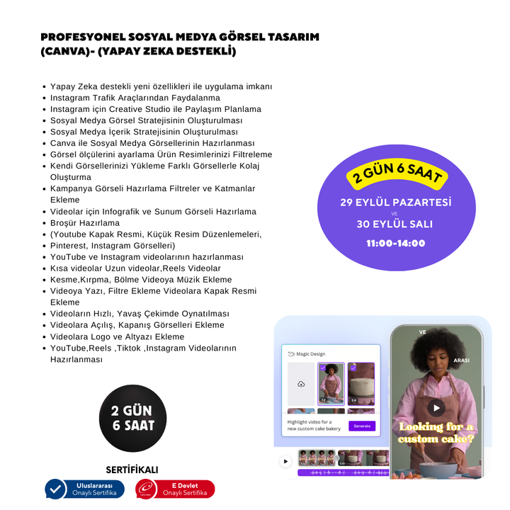 Profesyonel Sosyal Medya Görsel Tasarım  (Canva)- Yüz Yüze