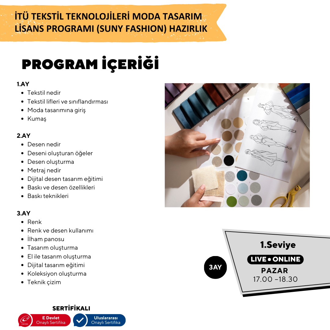 İTÜ Tekstil Teknolojileri ve Moda Tasarım Lisans Programı (Suny Fashion) Hazırlık Eğitimi -Online
