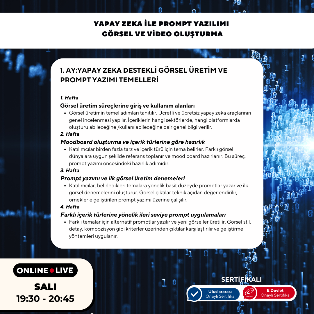 Yapay Zeka ile Prompt Yazılımı ( Görsel ve Video Oluşturma ) - Online