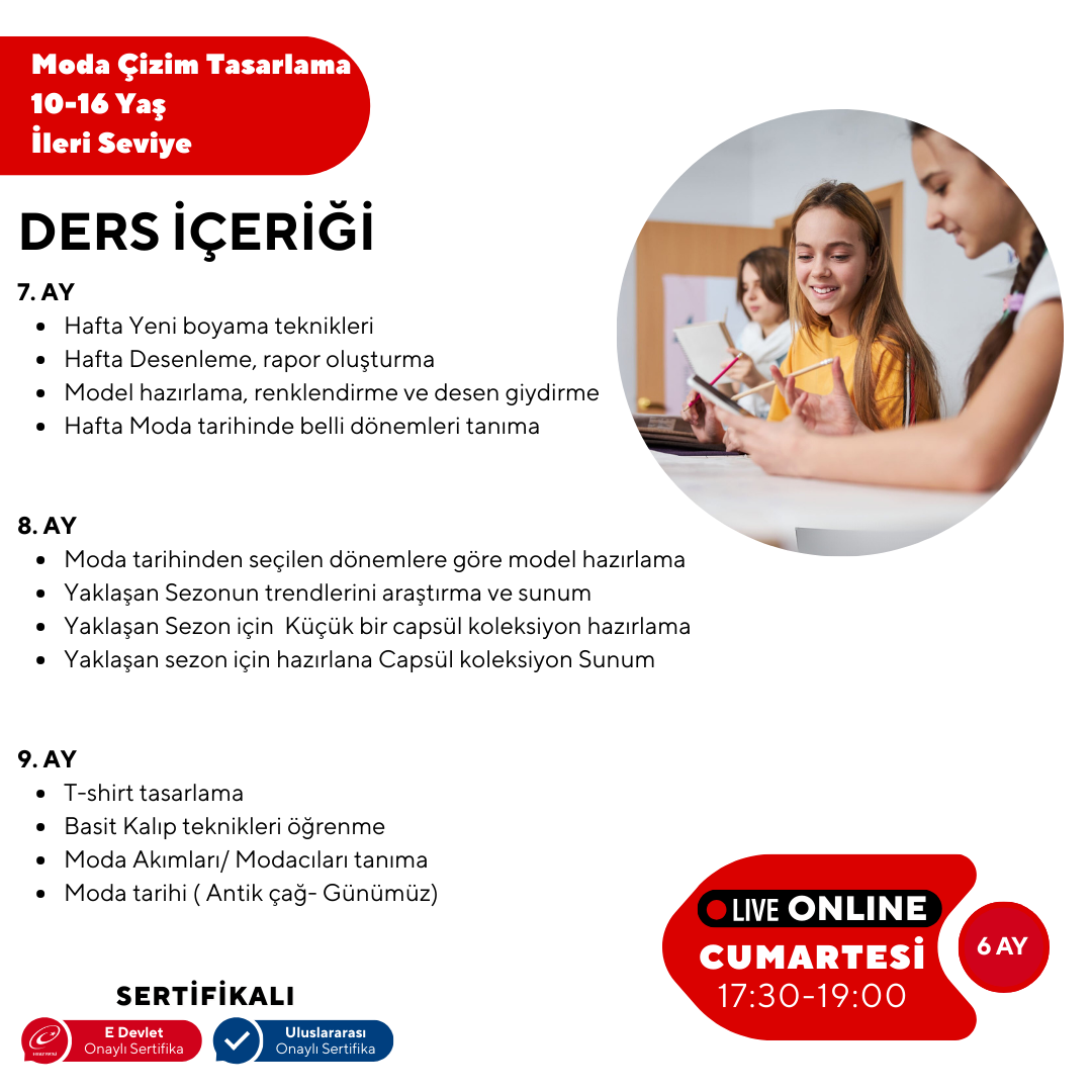 Moda Tasarım ve Çizim (10-16 Yaş) -İleri Seviye