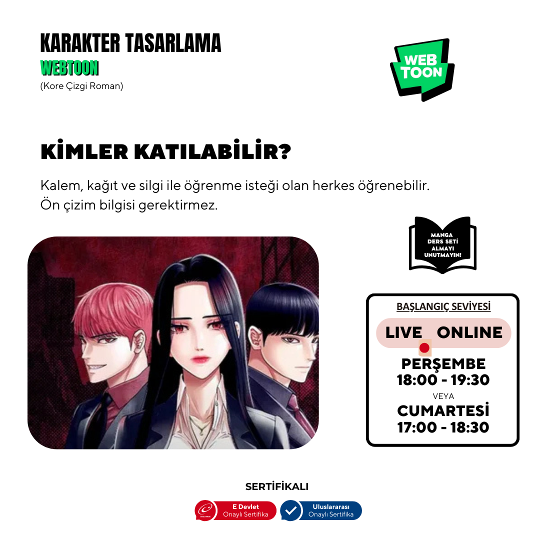 Webtoon ve Manhwa (Kore Çizgi Roman) Hazırlama (+12 Yaş ve Yetişkin)