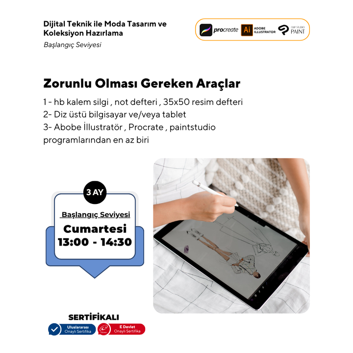 Dijital Teknik ile Moda Tasarım ve Koleksiyon Hazırlama Başlangıç Seviyesi(YüzYüze)