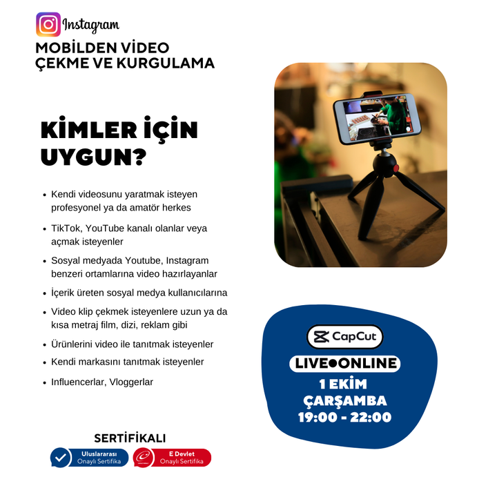 Instagram İçin Mobilden Video Çekme ve Kurgulama Eğitimi