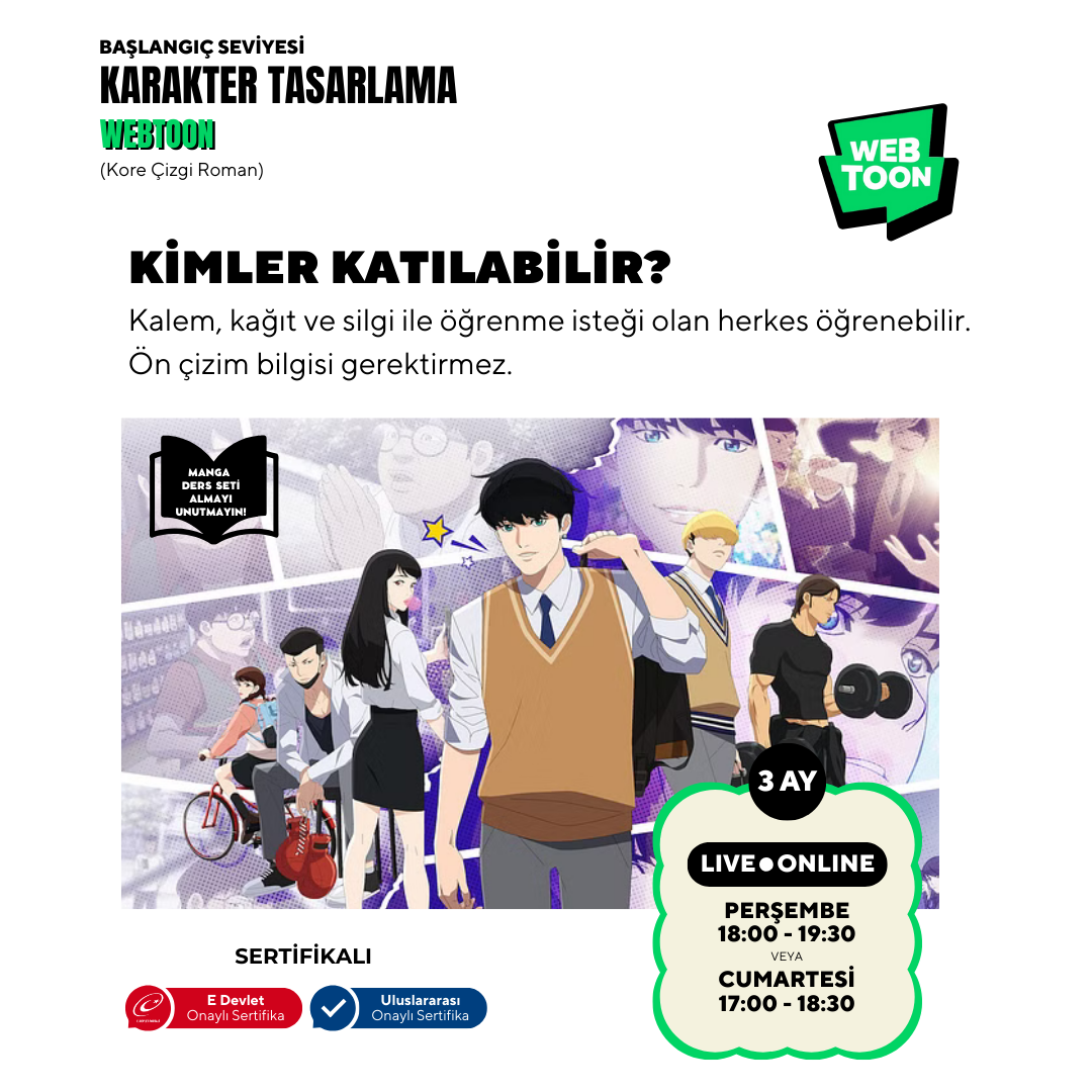 Webtoon ve Manhwa (Kore Çizgi Roman) Hazırlama (+12 Yaş ve Yetişkin)