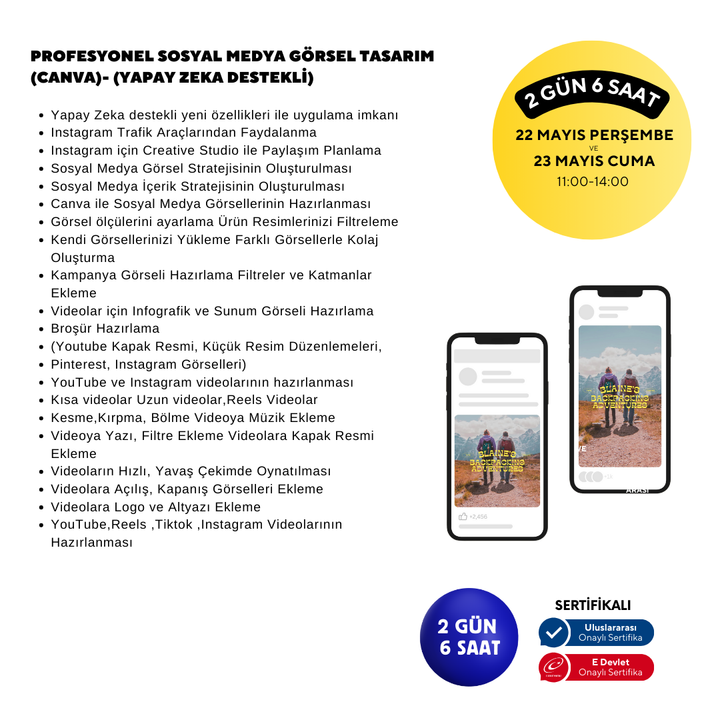 Profesyonel Sosyal Medya Görsel Tasarım  (Canva)- Yüz Yüze