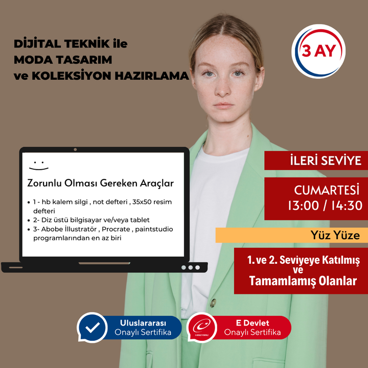 Moda Tasarım Dijital Çizim- (İleri Seviye) Yüz Yüze