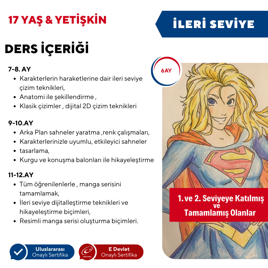 Manga Çizim ve Anime Hazırlama  (İleri Seviye)(17 Yaş ve Yetişkin)