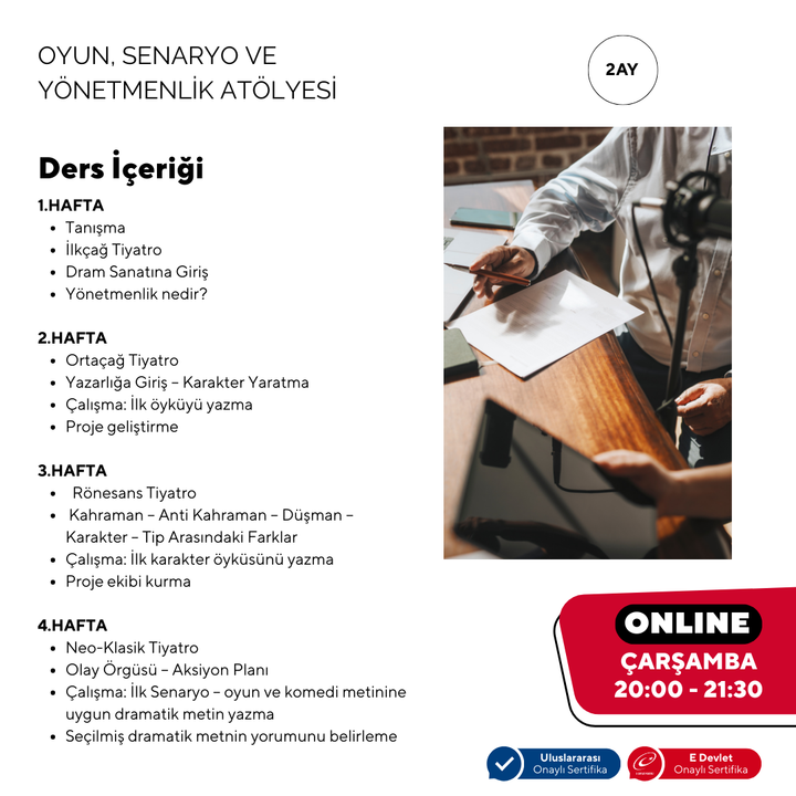 OYUN, SENARYO VE YÖNETMENLİK ATÖLYESİ  - ONLINE