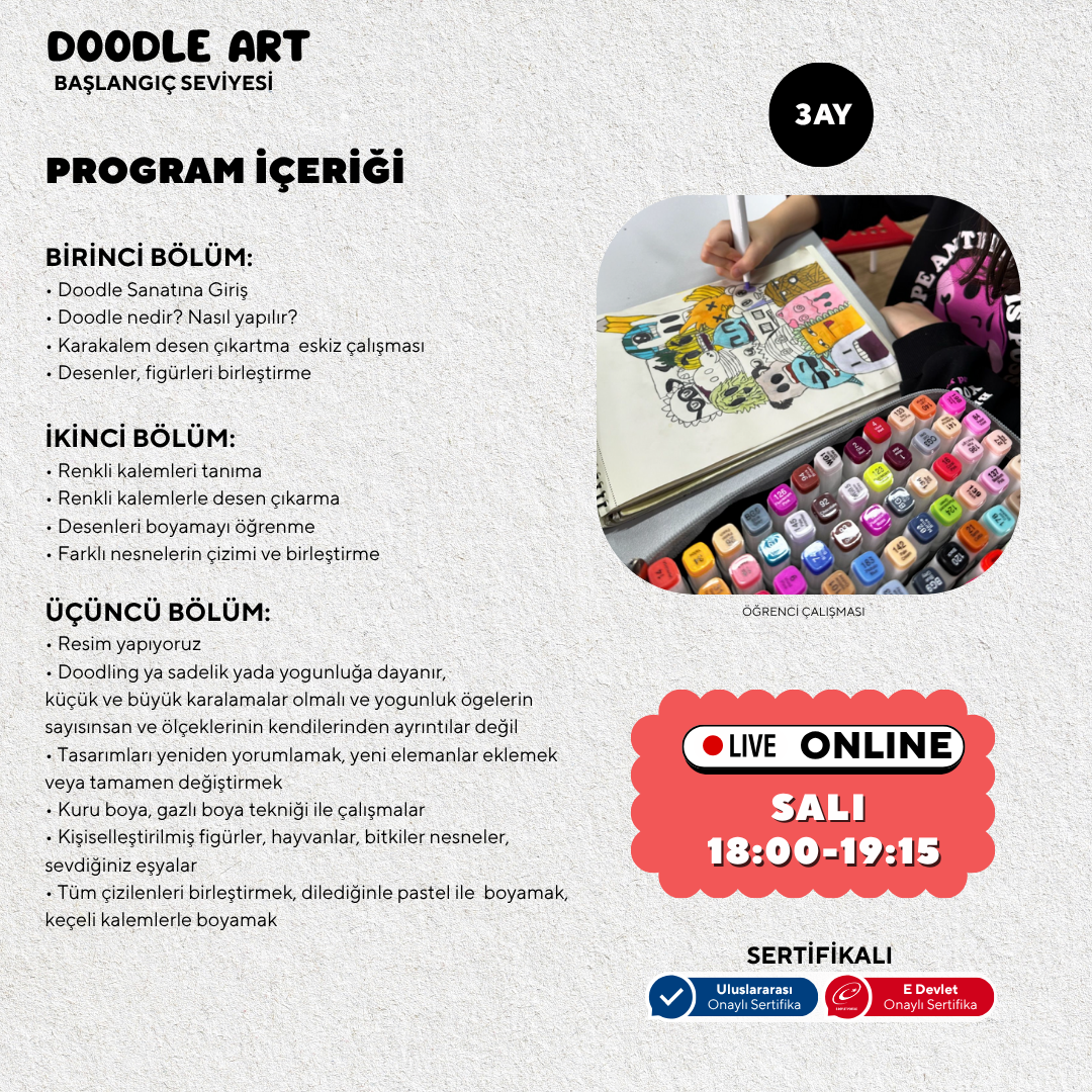 Doodle Sketching Art - Karalama Sanatı  (8-14 Yaş)