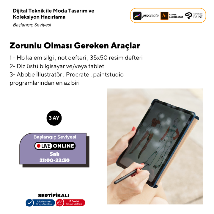 Dijital Teknik ile Moda Tasarım ve Koleksiyon Hazırlama Başlangıç Seviyesi(online)