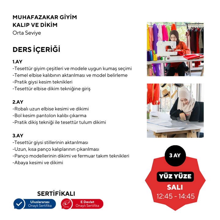 Muhafazakar Giyim , Kalıp ve Dikim  - Orta Seviye