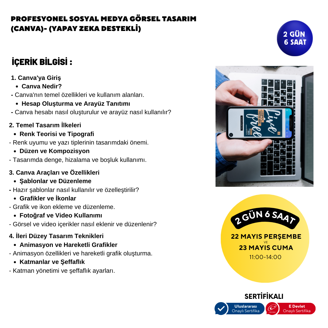 Profesyonel Sosyal Medya Görsel Tasarım  (Canva)- Yüz Yüze