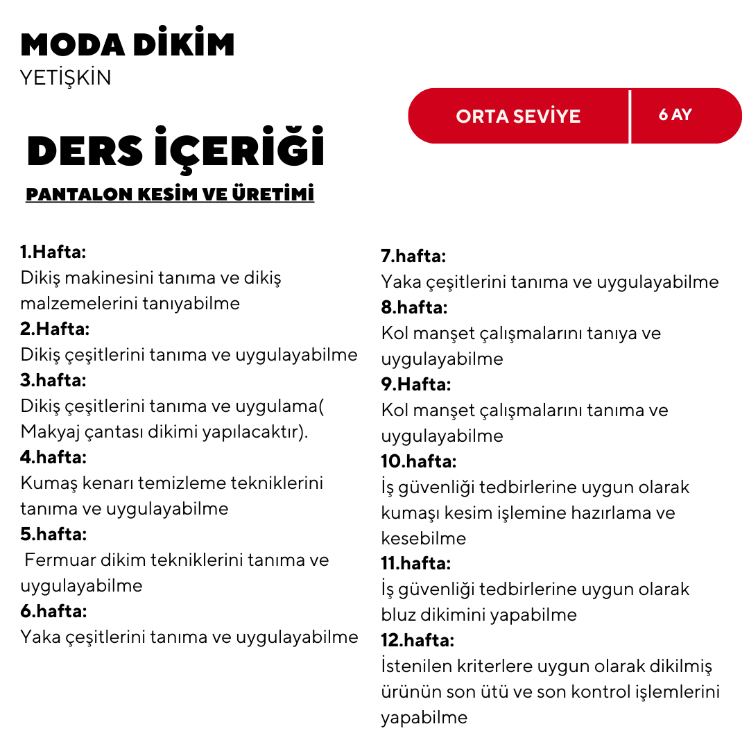 Moda Dikim  - (Orta Seviyesi)- Online
