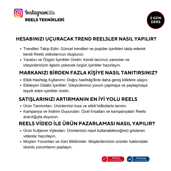 Instagram'da Reels Teknikleri -Online