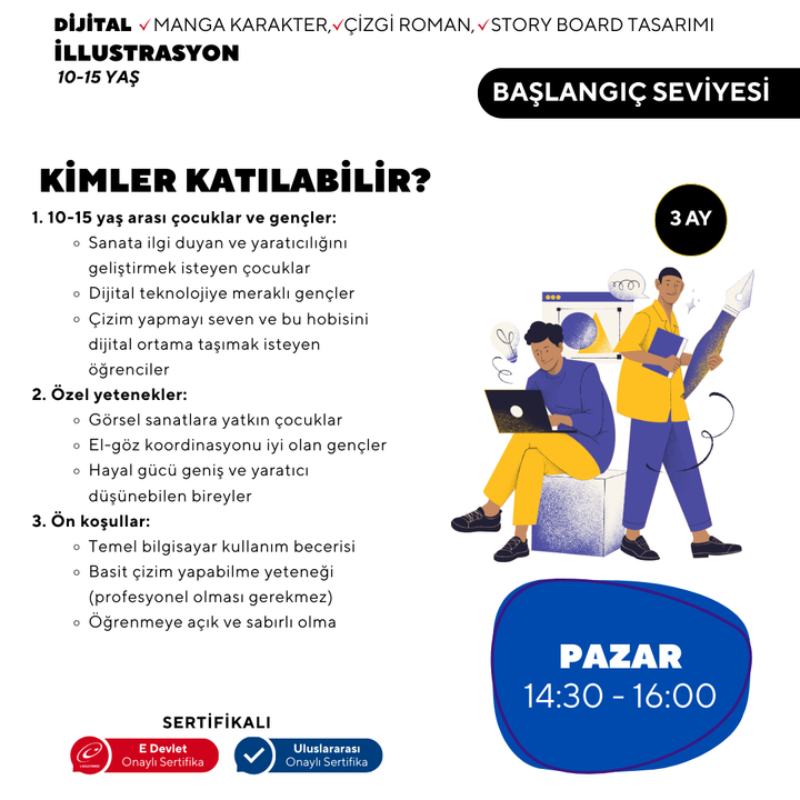 Dijital İllustrasyon  (10-15 yaş arası )-Başlangıç Seviyesi