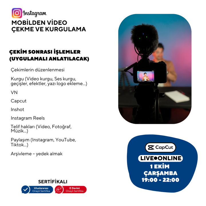 Instagram İçin Mobilden Video Çekme ve Kurgulama Eğitimi