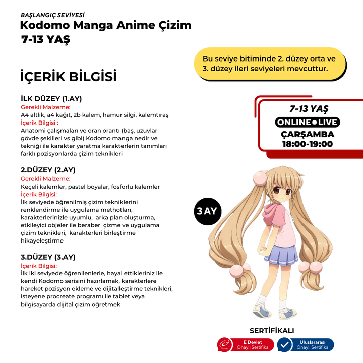 Kodomo Manga & Anime Çizimi  (7-13 Yaş)