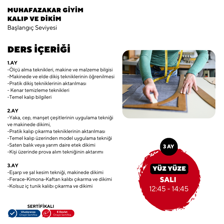 Muhafazakar Giyim , Kalıp ve Dikim  - Başlangıç Seviyesi