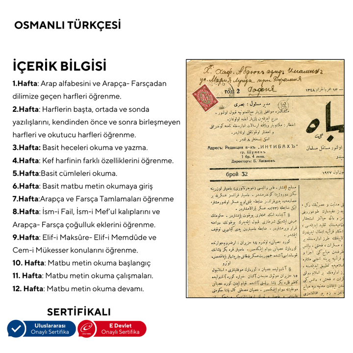 Osmanlı Türkçesi Başlangıç Seviyesi- Yüz yüze