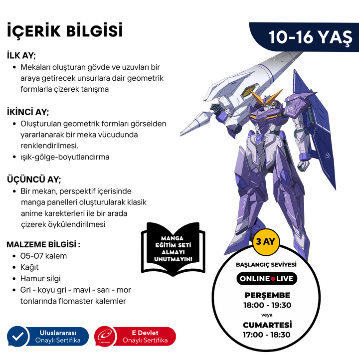 Mecha Manga Çizim Anime Hazırlama (10-16 Yaş)