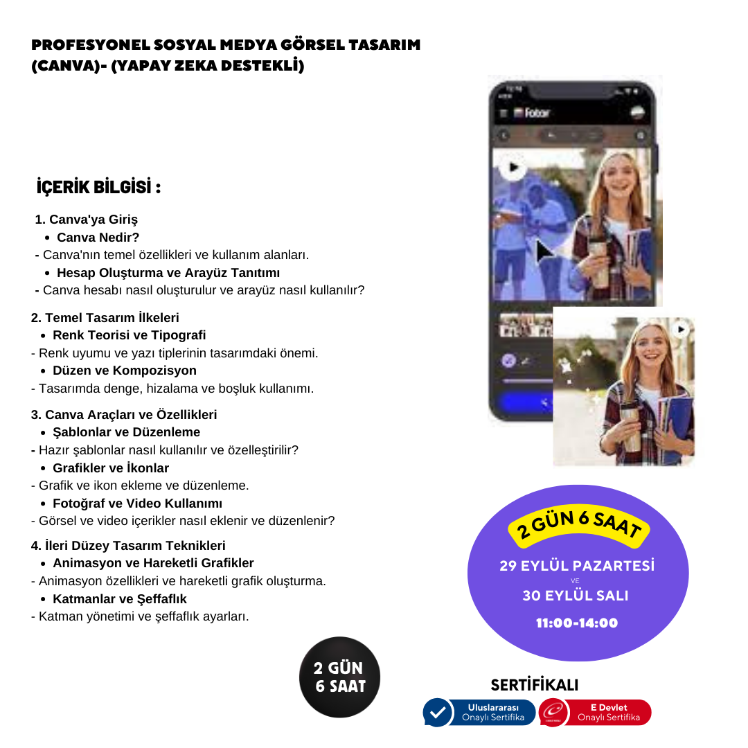 Profesyonel Sosyal Medya Görsel Tasarım  (Canva)- Yüz Yüze