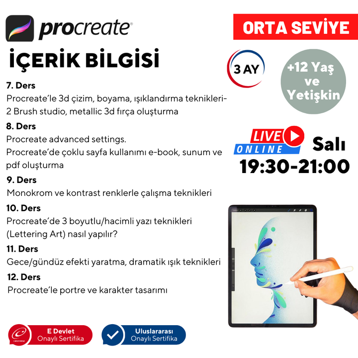 Procreate ile Dijital Sanat Öğreniyorum (+12 Yaş ve Yetişkin) (Orta Seviye)