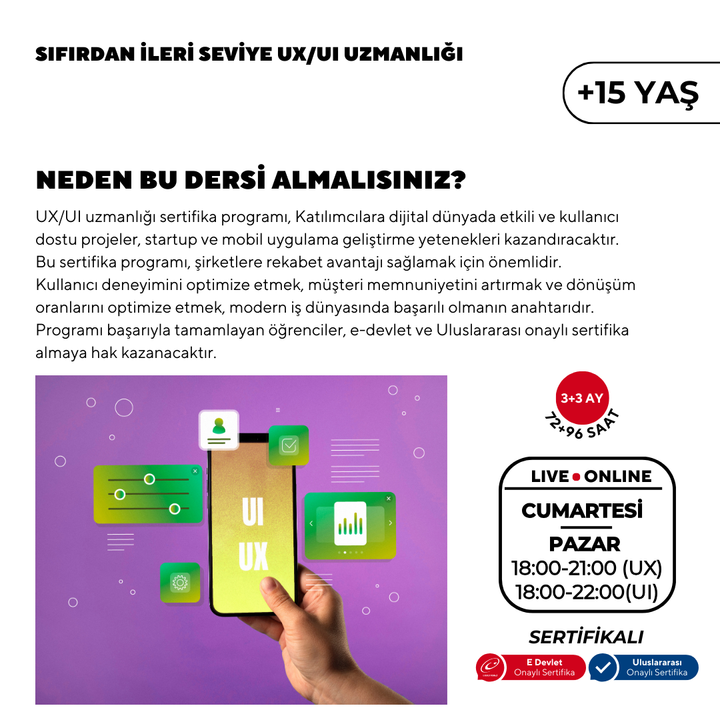 Sıfırdan İleri Seviye UX / UI Uzmanlık - Online