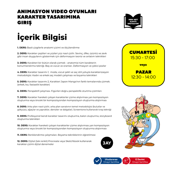 Animasyon Karakter Tasarımına Giriş (+15 yaş) -Yüz Yüze