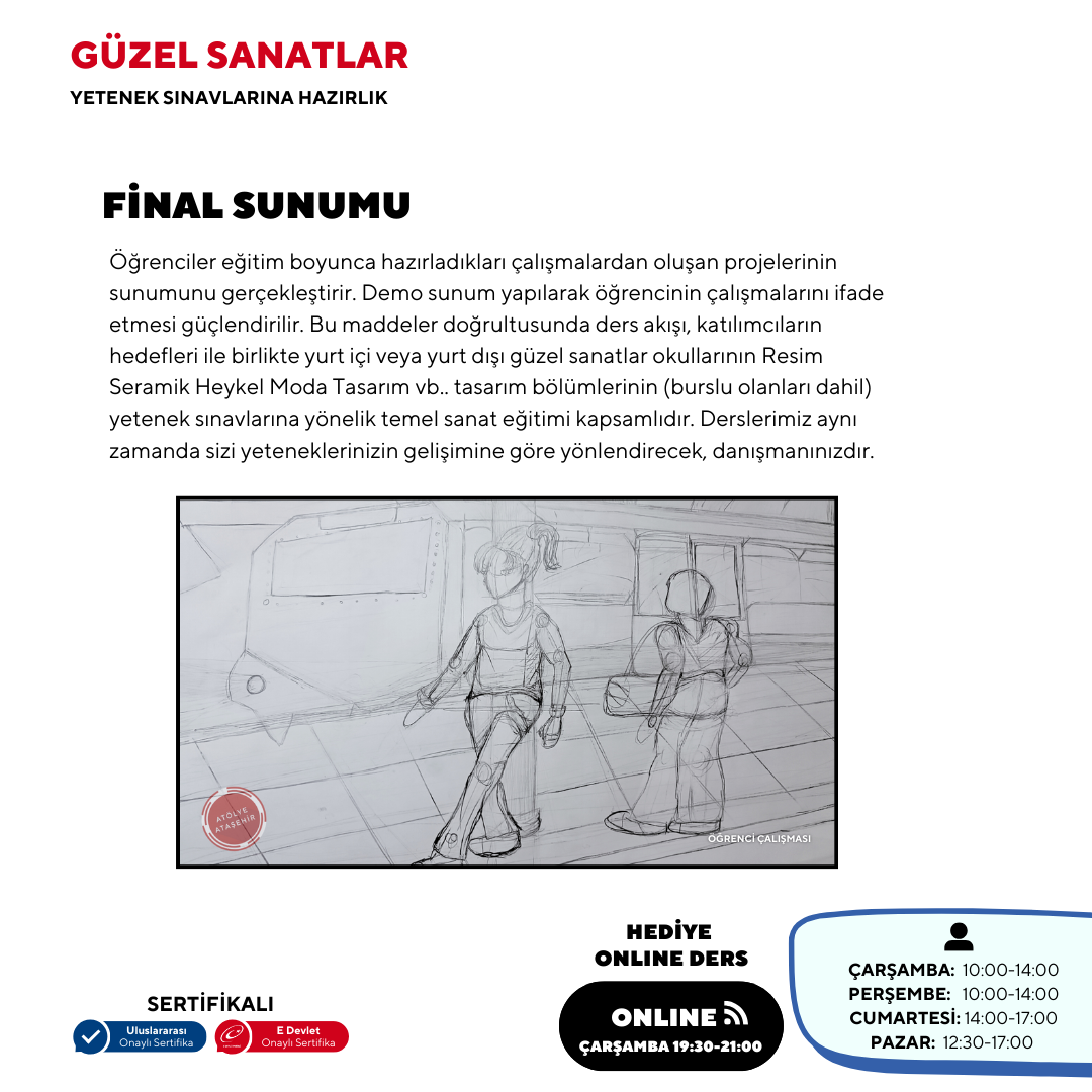Güzel Sanatlara Hazırlık 630 Saat -Yüz Yüze