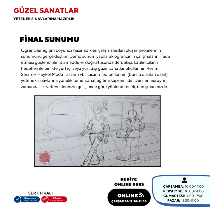 Güzel Sanatlara Hazırlık 630 Saat -Yüz Yüze