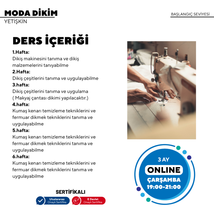 Moda Dikim - (Başlangıç Seviyesi)- Online