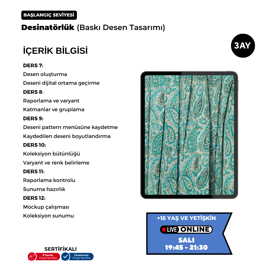Adobe Photoshop ile Desinatörlük (Baskı Desen Tasarımı)