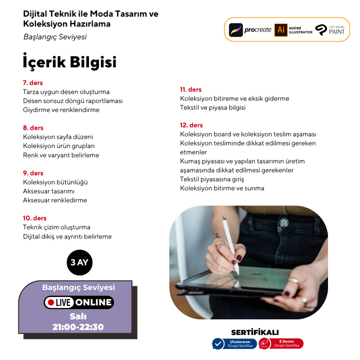 Dijital Teknik ile Moda Tasarım ve Koleksiyon Hazırlama Başlangıç Seviyesi(online)