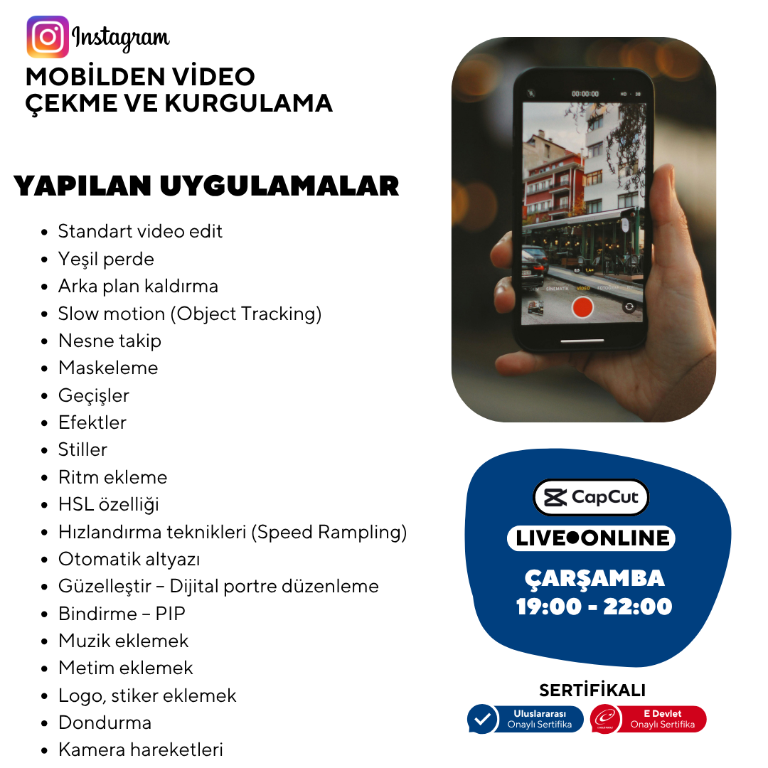 Mobiles Videoaufnahme- und Bearbeitungstraining für Instagram