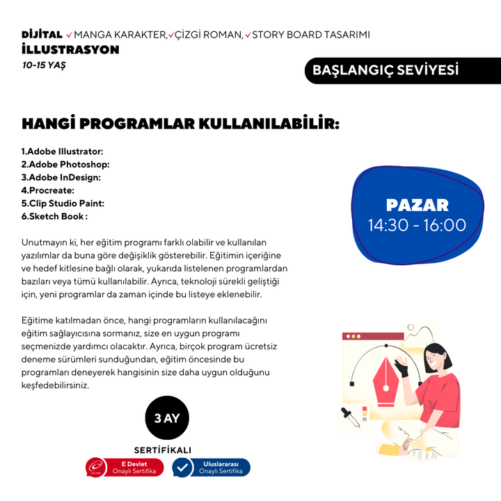 Dijital İllustrasyon  (10-15 yaş arası )-Başlangıç Seviyesi