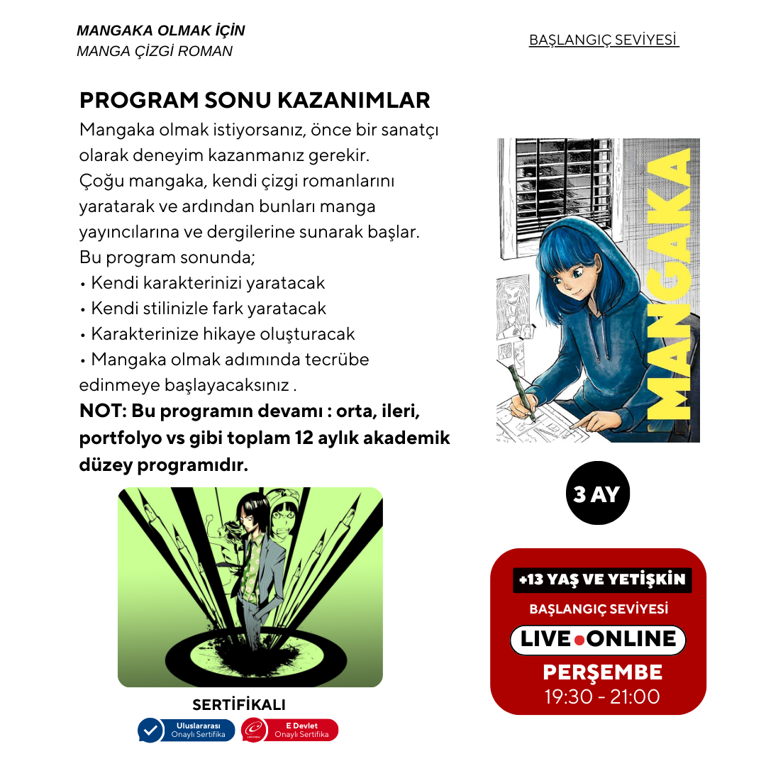 Mangaka Olmak için Japon Çizgi Roman (MANGA) Storyboard