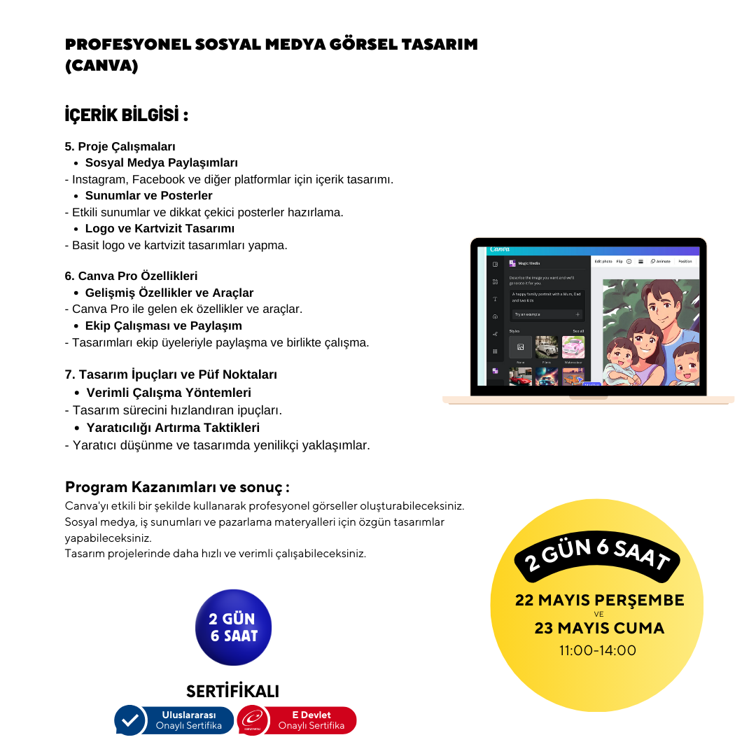 Profesyonel Sosyal Medya Görsel Tasarım  (Canva)- Yüz Yüze