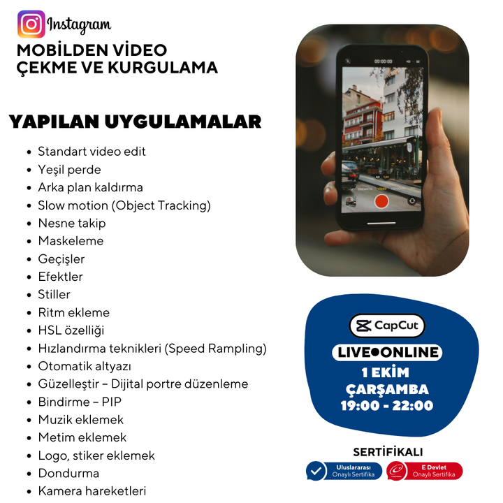 Instagram İçin Mobilden Video Çekme ve Kurgulama Eğitimi