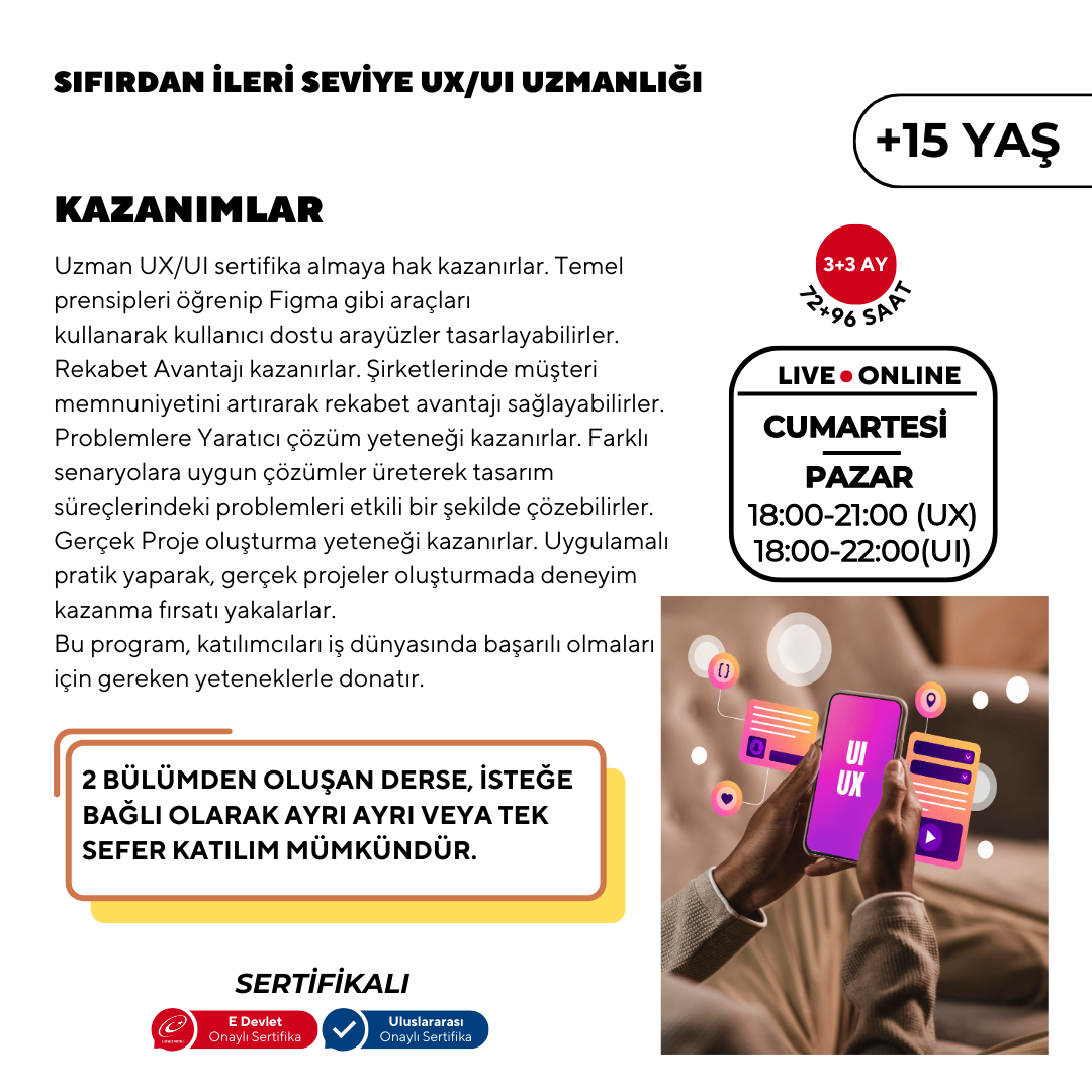 Sıfırdan İleri Seviye UX / UI Uzmanlık - Online