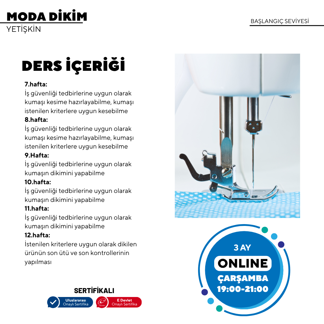 Moda Dikim - (Başlangıç Seviyesi)- Online