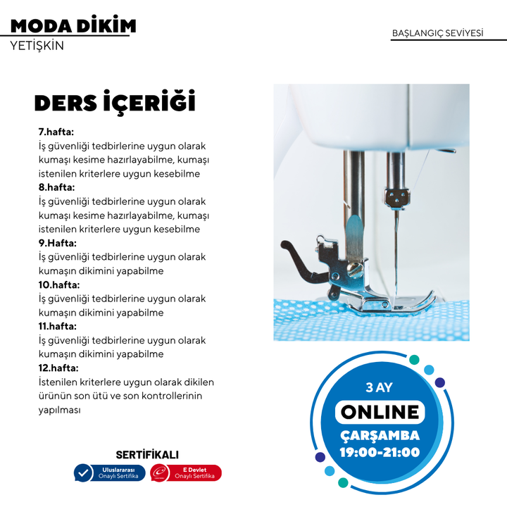 Moda Dikim - (Başlangıç Seviyesi)- Online