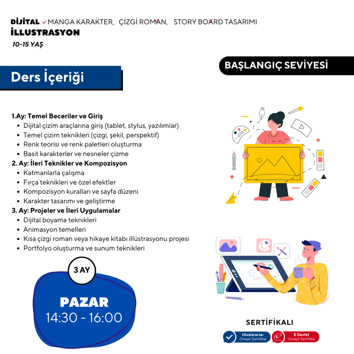 Dijital İllustrasyon  (10-15 yaş arası )-Başlangıç Seviyesi