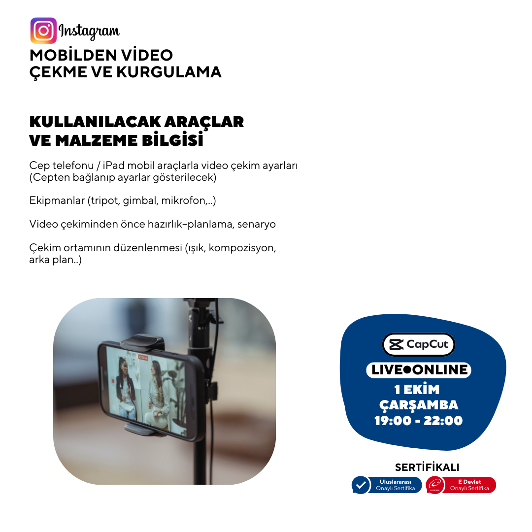 Instagram İçin Mobilden Video Çekme ve Kurgulama Eğitimi