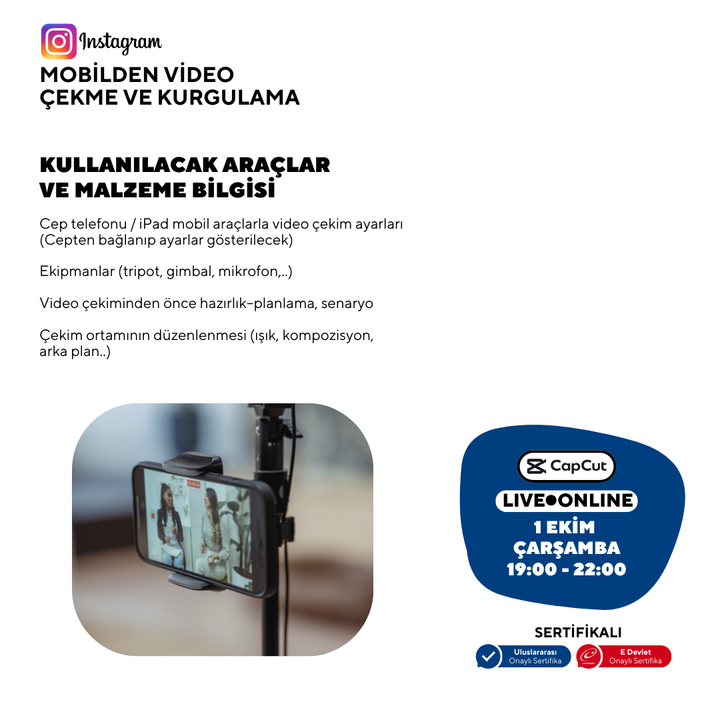 Instagram İçin Mobilden Video Çekme ve Kurgulama Eğitimi